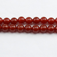 Natürlich rote Achat Perlen, Roter Achat, rund, verschiedene Größen vorhanden, Klasse AA, Bohrung:ca. 1mm, Länge:ca. 15.5 ZollInch, verkauft von Strang