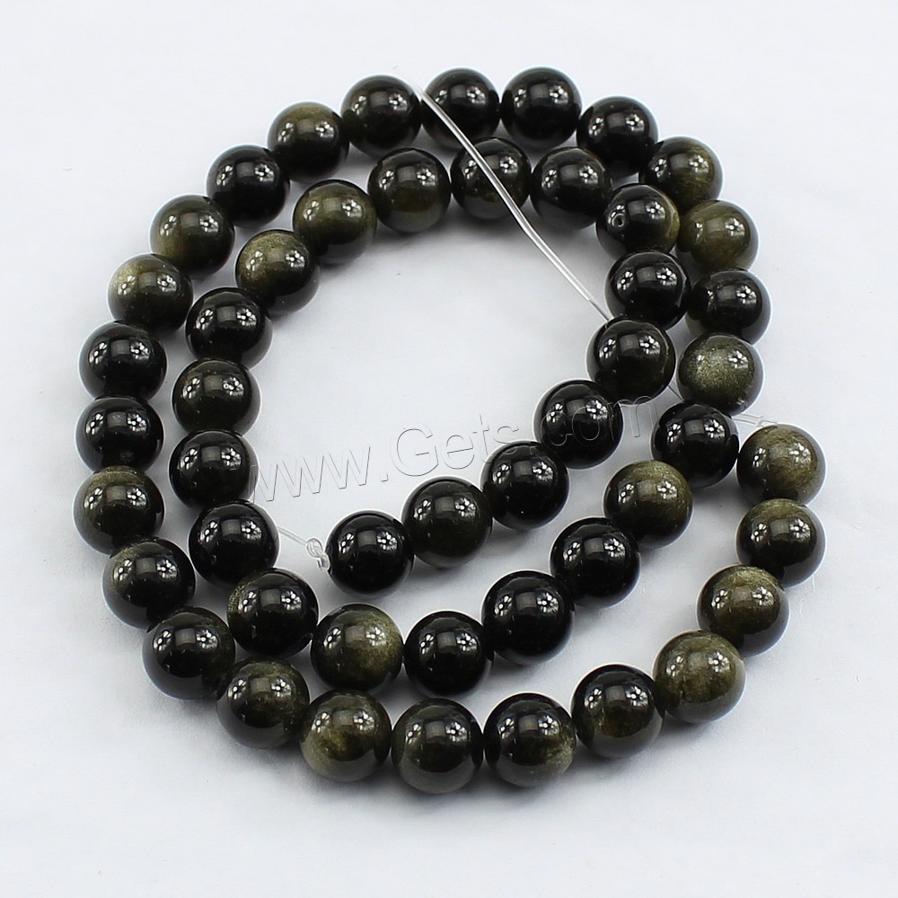 Perles obsidienne noire, Obsidien noir, Rond, normes différentes pour le choix, Trou:Environ 1mm, Longueur:Environ 15.5 pouce, Vendu par brin