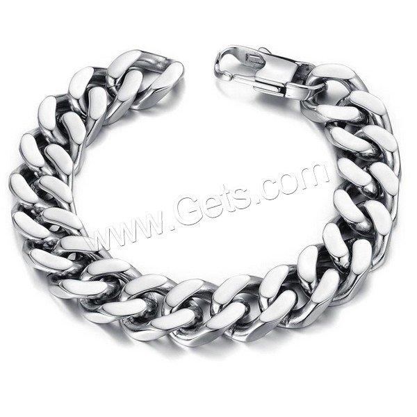 Men Bracelet, Stainless Steel, different size for choice & curb chain & for man, original color, Sold By Strand