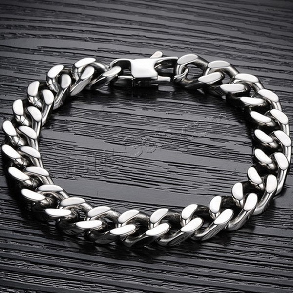 Men Bracelet, Stainless Steel, different size for choice & curb chain & for man, original color, Sold By Strand