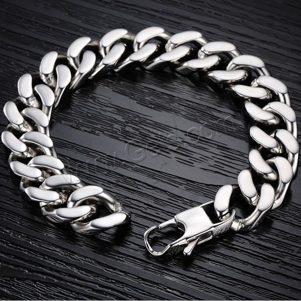 Men Bracelet, Stainless Steel, different size for choice & curb chain & for man, original color, Sold By Strand