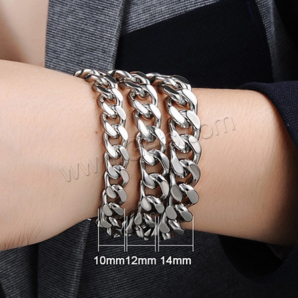 Men Bracelet, Stainless Steel, different size for choice & curb chain & for man, original color, Sold By Strand