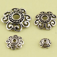 Brass Bead Cap, Alloy, Flower, antique silver color plated lead & cadmium free 