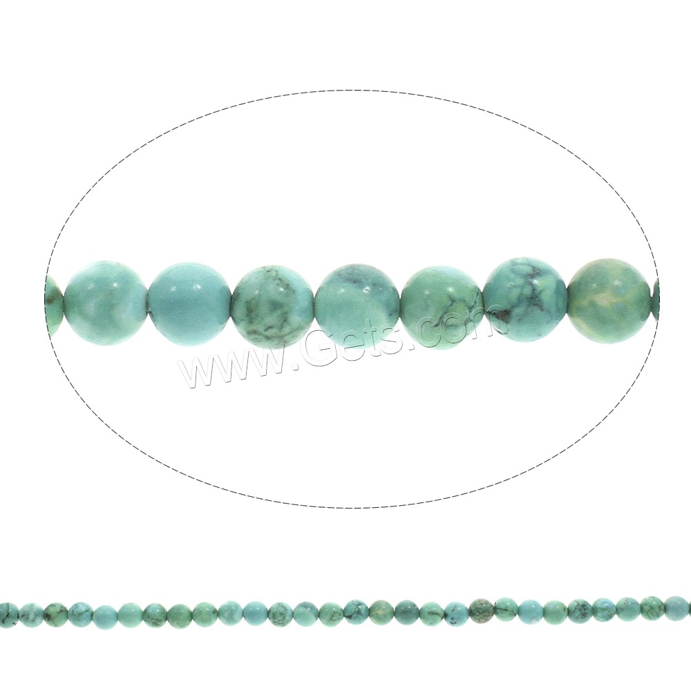 Natural Turquoise Beads, Round, different size for choice, more colors for choice, Hole:Approx 1mm, Length:Approx 15 Inch, Sold By Strand