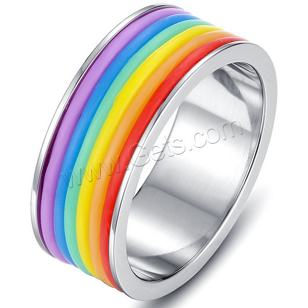 Stainless Steel Finger Ring, with Silicone, different size for choice, original color, 9mm, Sold By PC