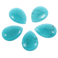 Dyed Jade Cabochon, Teardrop, flat back, blue 