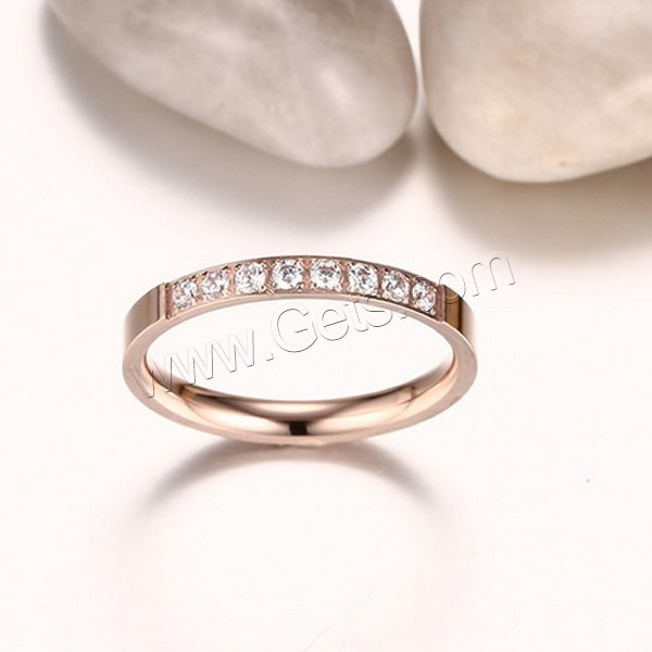 Stainless Steel Finger Ring, plated, different size for choice & with rhinestone, more colors for choice, 3mm, Sold By PC
