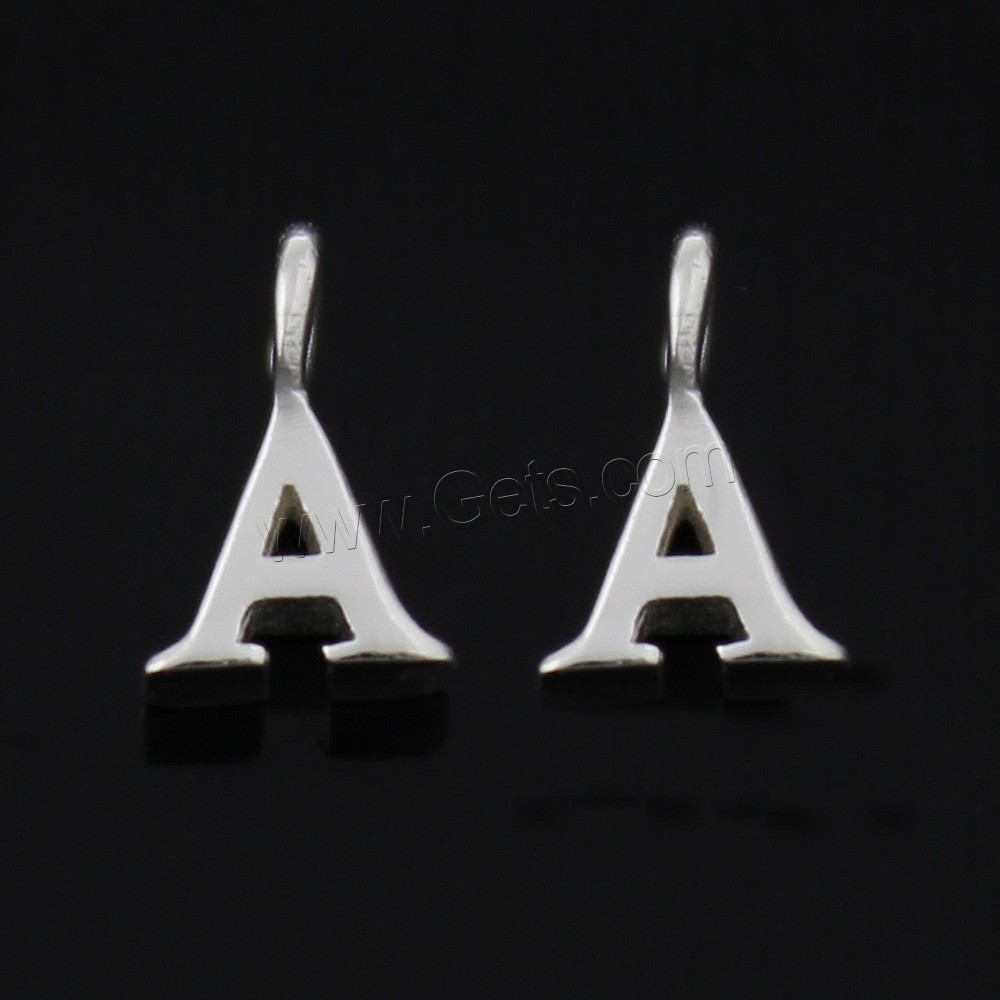 Pendentif lettre en argent bijoux, argent sterling 925, Placage, styles différents pour le choix, plus de couleurs à choisir, Trou:Environ 2mm, Vendu par PC