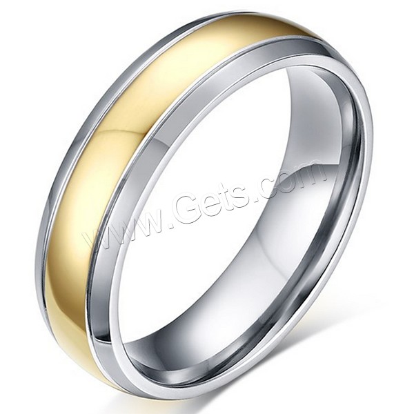 Stainless Steel Finger Ring, plated, different size for choice & two tone, 6mm, Sold By PC