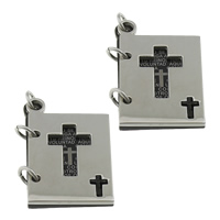 Stainless Steel Pendants, Book, plated, with cross pattern & with letter pattern & two tone Approx 4mm 