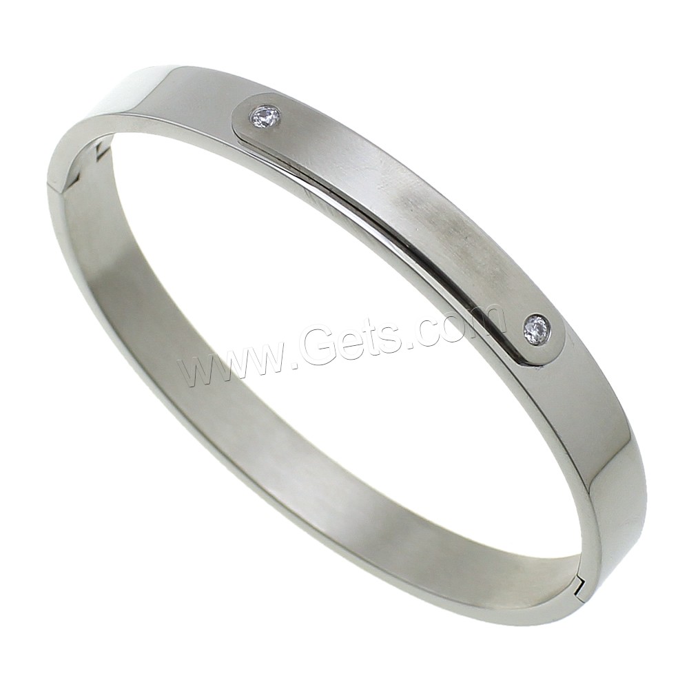 Brazalete del acero inoxidable, chapado, diverso tamaño para la opción & micro arcilla de zirconia cúbica, más colores para la opción, Vendido por UD