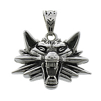 Pendentifs d'animaux en acier inoxydable , acier inoxydable 316L, loup, noircir Environ Vendu par PC