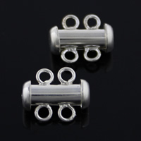 Sterling Silver Slide Lock Clasp, 925 Sterling Silver, Tube, plated Approx 2mm 