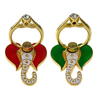 Zinc Alloy Mobile Phone Ring Holder, Elephant, gold color plated, enamel & with rhinestone 