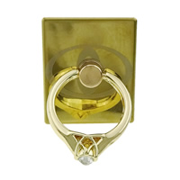 Zinc Alloy Mobile Phone Ring Holder, Rectangle, gold color plated, sticky & with rhinestone 