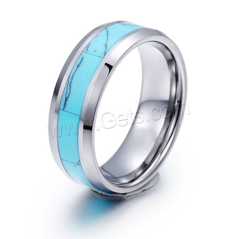 Hombres de acero de tungsteno anillo en granel, con turquesa, natural & diverso tamaño para la opción & para hombre, color original, 8x25mm, Vendido por UD