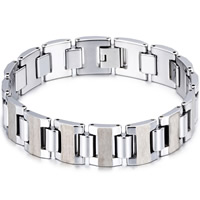 Men Bracelet, Tungsten Steel, for man, original color, 16mm Approx 8.2 Inch 