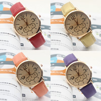 Reloj de Pulsera de mujeres, aleación de zinc, con Cuero de PU & Vidrio, movimiento chino, chapado en color dorado, ajustable, más colores para la opción, 38mm, 18mm, longitud:aproximado 9 Inch, Vendido por UD