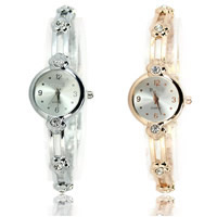 Reloj de Pulsera de mujeres, aleación de zinc, con Vidrio, movimiento chino, chapado, para mujer & impermeable & con diamantes de imitación, más colores para la opción, 30x10mm,18mm, longitud:aproximado 9.1 Inch, Vendido por UD