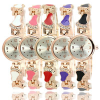 Reloj de Pulsera de mujeres, aleación de zinc, con Vidrio, movimiento chino, chapado en color rosa dorada, para mujer & impermeable & esmalte & con diamantes de imitación, más colores para la opción, 30x10mm,18mm, longitud:aproximado 9.1 Inch, Vendido por UD