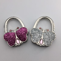 Zink Legierung Tasche Hanger, Zinklegierung, Schmetterling, Platinfarbe platiniert, mit Strass & buntes Pulver, keine, 55x45x10mm, verkauft von PC