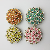 Enamel Bag Hanger, Zinc Alloy, Flower, plated, with rhinestone 