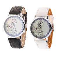 Unisex Wrist Watch, Zinc Alloy, with PU Leather & Glass, Chinese movement, plated, adjustable & waterproof 20mm Approx 9.4 Inch 