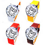 Women Wrist Watch, PU Leather, with Glass & Zinc Alloy, platinum color plated 36mm, 19mm Approx 9.2 Inch 