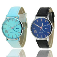 Unisex Wrist Watch, Zinc Alloy, with PU Leather & Glass, Chinese movement, platinum color plated, adjustable & waterproof & luminated 20mm Approx 9.4 Inch 