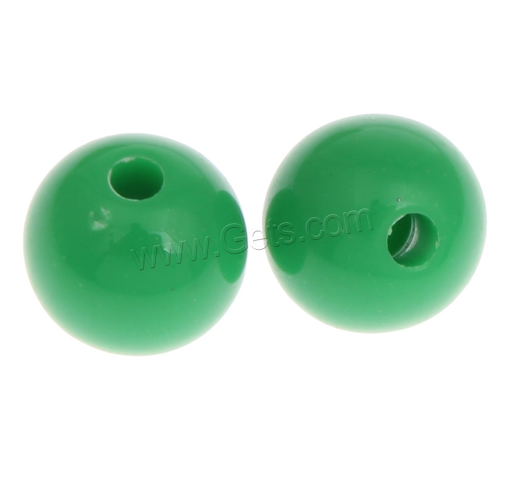 Abalorios Acrílicos Sólidos, Acrílico, Esférico, diverso tamaño para la opción & color sólido, verde, agujero:aproximado 1mm, Vendido por Bolsa