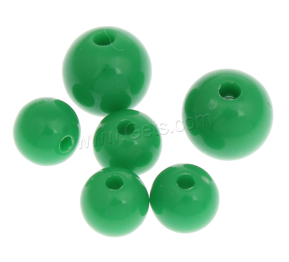 Abalorios Acrílicos Sólidos, Acrílico, Esférico, diverso tamaño para la opción & color sólido, verde, agujero:aproximado 1mm, Vendido por Bolsa