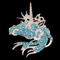 Zinc Alloy Animal Pendants, Unicorn, silver color plated, enamel & with rhinestone, lead & cadmium free Approx 2mm 