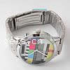 Bracelets de montre pour femmes, alliage de zinc, avec verre, Placage de couleur platine pouce, Vendu par PC