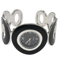 Manschette Armreif Uhr, Zinklegierung, mit Glas, Platinfarbe platiniert, Emaille, keine, 40mm, Länge:7.5 ZollInch, verkauft von PC