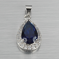 Cubic Zirconia Micro Pave Brass Pendant, Teardrop, plated, micro pave cubic zirconia & faceted Approx 2mm 