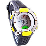 Reloj de buceo, aleación de zinc, con silicona, chapado en color de platina, LED, Negro, libre de cadmio, 32mm, 18mm, longitud:aproximado 9 Inch, Vendido por UD