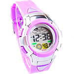 Dive Watch, Zinc Alloy, with Silicone, platinum color plated, LED, pink, cadmium free, 32mm, 18mm Approx 9 Inch 