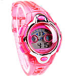 Dive Watch, Zinc Alloy, with Silicone, platinum color plated, LED, pink, cadmium free, 32mm, 18mm Approx 9 Inch 