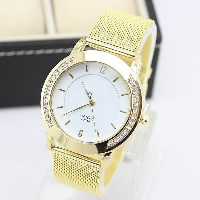 Reloj de Pulsera de mujeres, aleación de zinc, con Vidrio, movimiento chino, chapado en color dorado, con diamantes de imitación, 40mm, longitud:aproximado 9.4 Inch, Vendido por UD