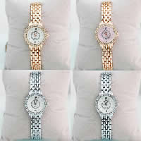 Reloj de Pulsera de mujeres, acero inoxidable, con dial de aleación de cinc & Vidrio, movimiento chino, chapado, para mujer & con diamantes de imitación, más colores para la opción, 23mm, longitud:aproximado 7.5 Inch, Vendido por UD