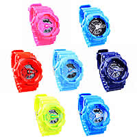 Pulseras de reloj de niños, silicona, aleación de cinc cierre, impermeable, color mixto, 35mm, 22mm, longitud:aproximado 9.4 Inch, 20PCs/Bolsa, Vendido por Bolsa