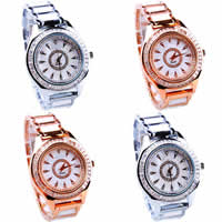 Women Wrist Watch, Zinc Alloy, with Porcelain & Glass, plated, with rhinestone cadmium free, 40mm, 18mm Approx 9 Inch 