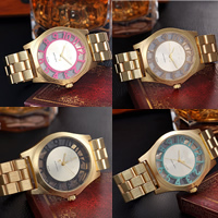 Reloj de Pulsera de mujeres, acero inoxidable, con Vidrio, movimiento chino, chapado en color dorado, barniz de secado al horno, más colores para la opción, 40mm, 20mm, longitud:aproximado 8.5 Inch, Vendido por UD