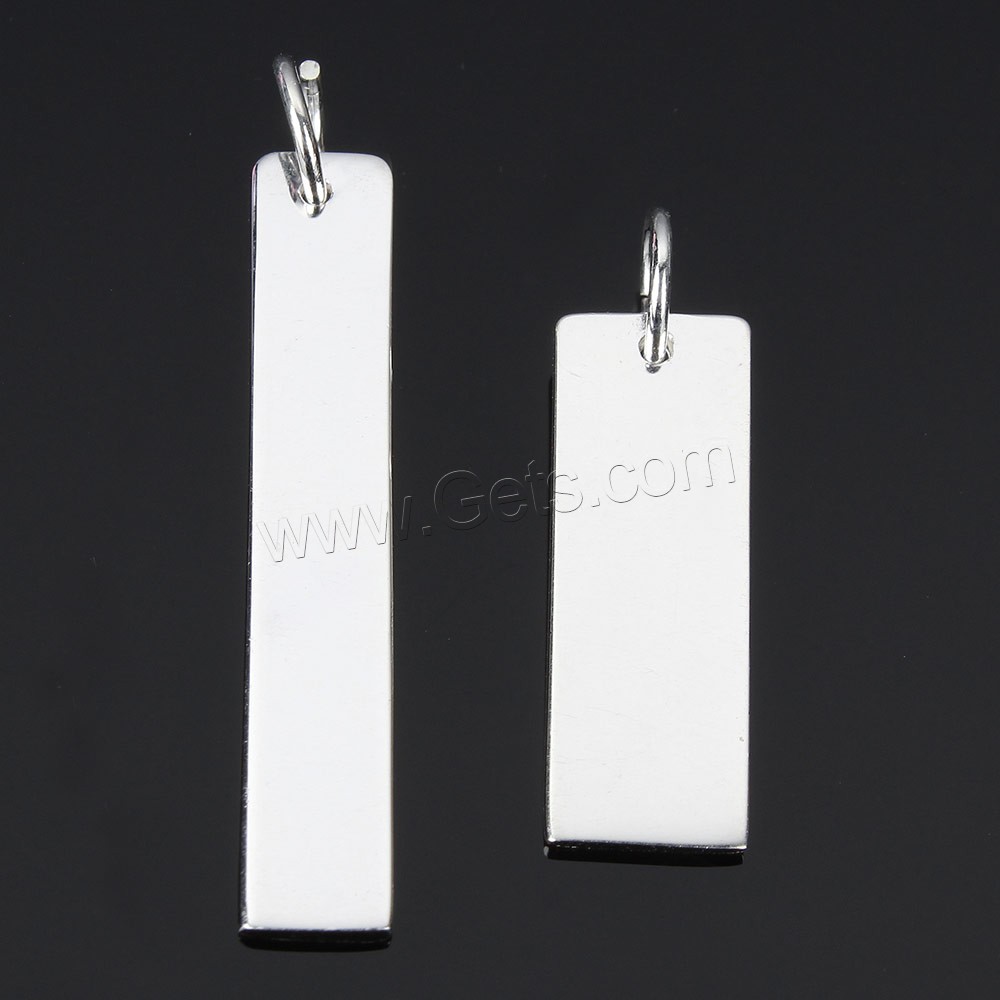 Label/tag en argent, argent sterling 925, rectangle, normes différentes pour le choix, Trou:Environ 4mm, Vendu par PC