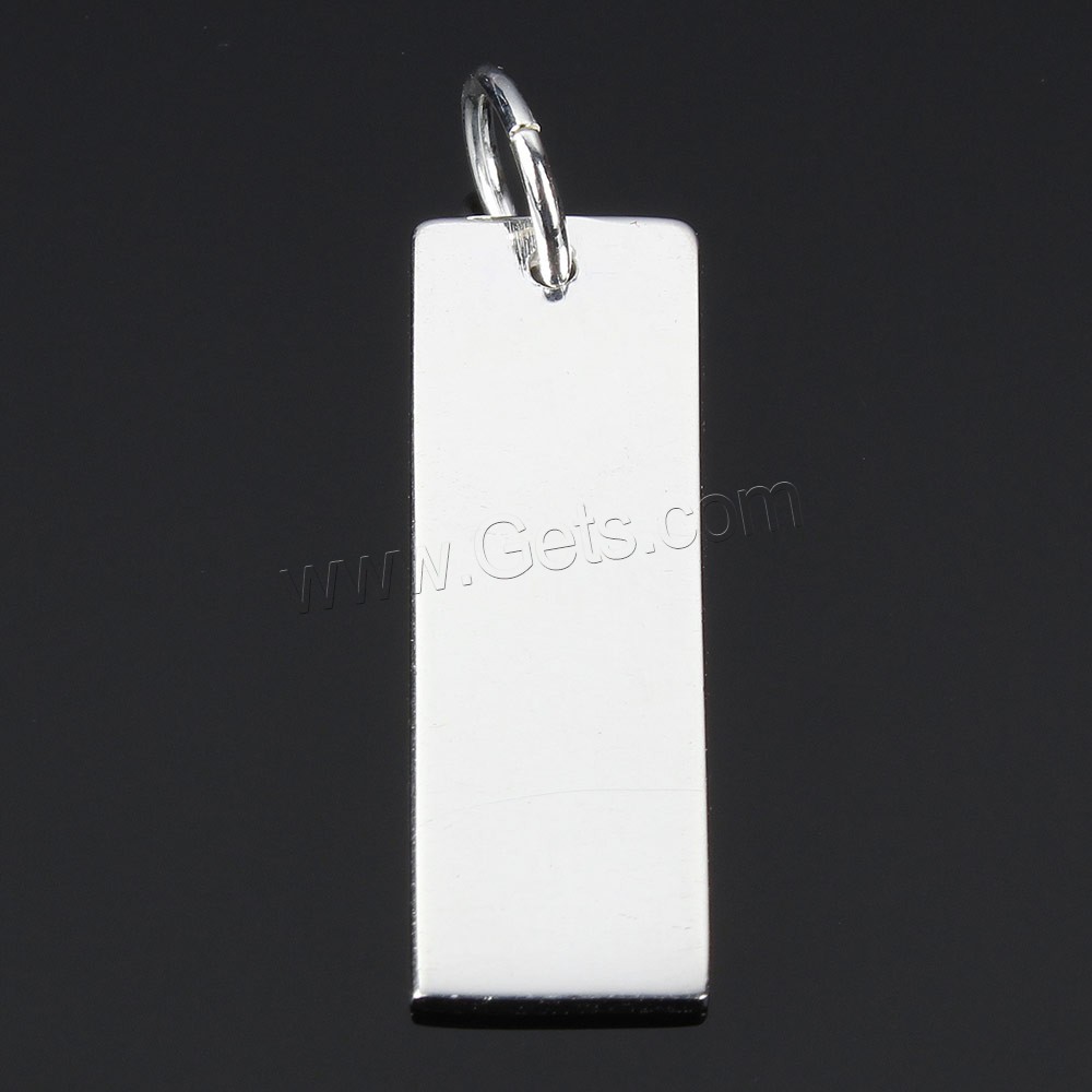 Label/tag en argent, argent sterling 925, rectangle, normes différentes pour le choix, Trou:Environ 4mm, Vendu par PC