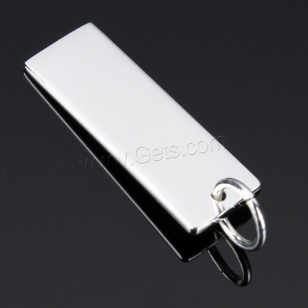 Label/tag en argent, argent sterling 925, rectangle, normes différentes pour le choix, Trou:Environ 4mm, Vendu par PC