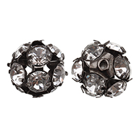 Bola Rhinestone Spacer, metal, Esférico, chapado, con diamantes de imitación de Mideast, más colores para la opción, Grado A, 14mm, agujero:aproximado 1.5mm, 100PCs/Bolsa, Vendido por Bolsa