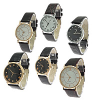 Reloj de Pulsera de mujeres, aleación de zinc, con Cuero de PU & Vidrio, chapado, mixto, 37-44x32x41mm, 16-19mm, longitud:aproximado 9 Inch, Vendido por UD