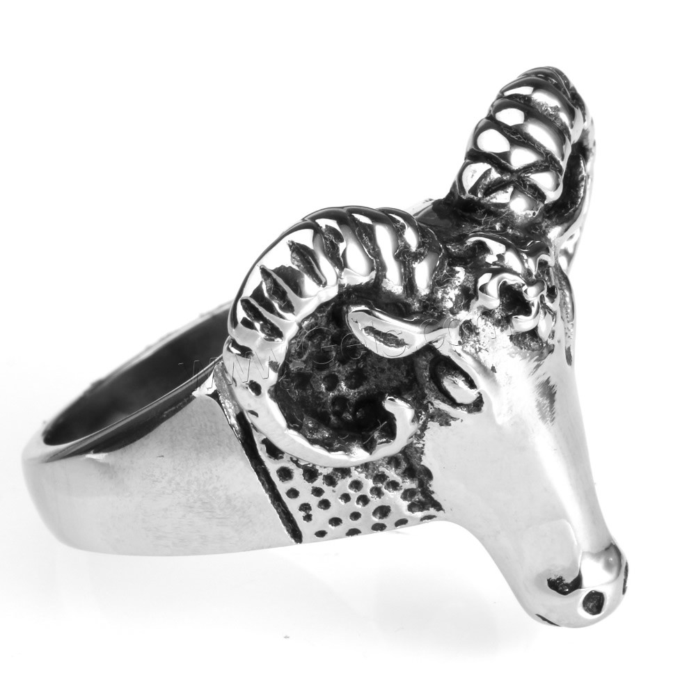 Men Stainless Steel Ring in Bulk, Titanium Steel, Sheep, different size for choice & blacken, Sold By PC