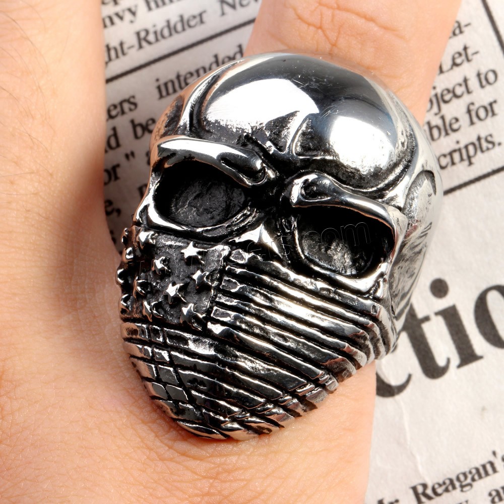 Anillo de dedo de acero inoxidable hombre, Partículas de acero, Calavera, diverso tamaño para la opción & ennegrezca, Vendido por UD